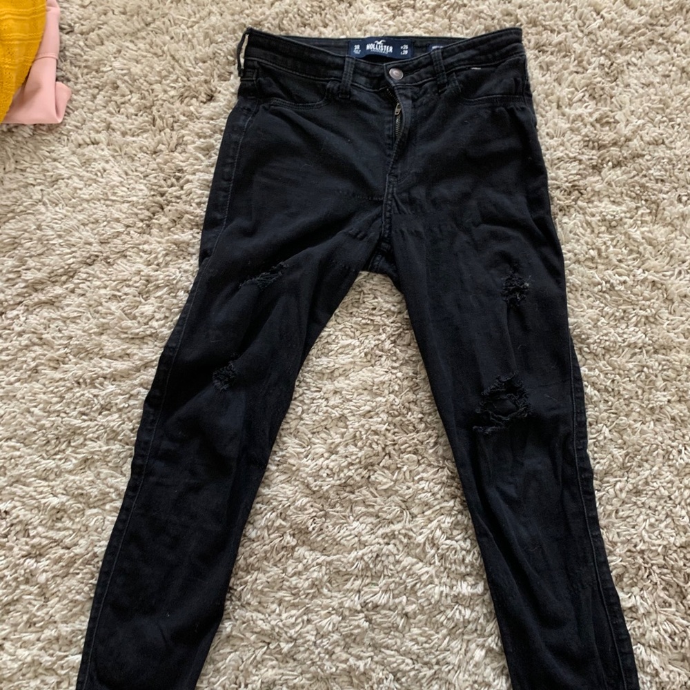 Hollister black distressed jean leggings